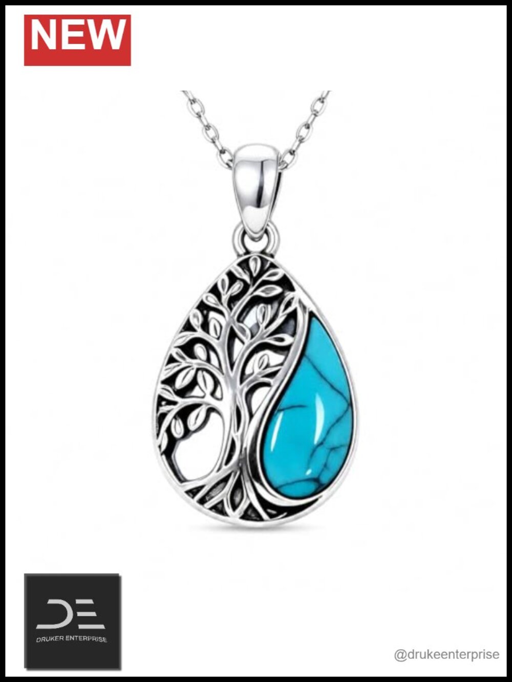 925 Silver Handmade Plated Turquoise Pendant Necklace
